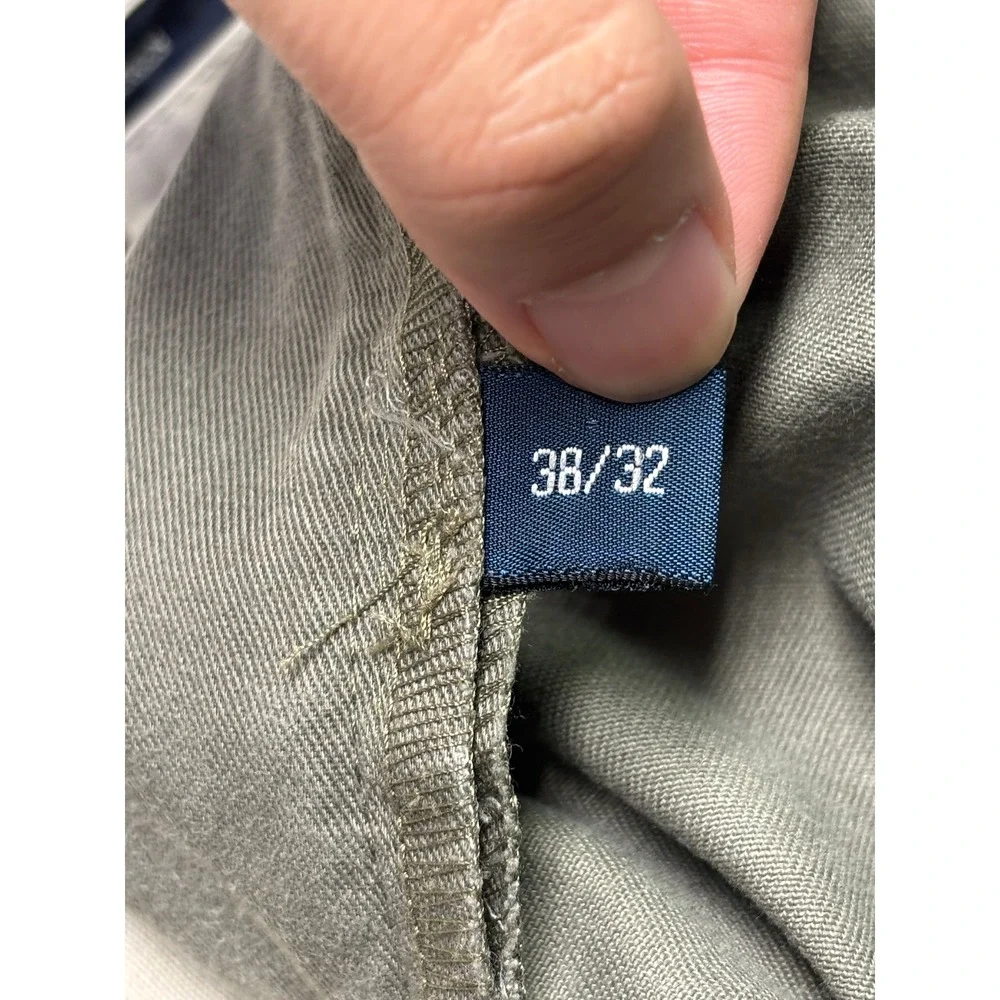 VTG Y2K Polo Ralph Lauren Andrew Pant Mens 38x32 Grey Olive Pleated Chino Cotton